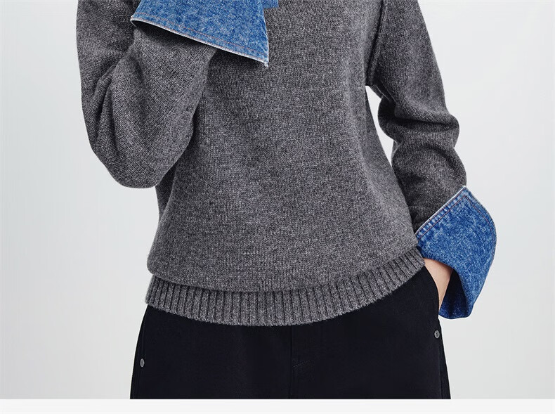 Navigare Italian Small Sailboat 25th Anniversary New Knitwear Women Loose Sweater Denim Patchwork Wool Sweater 2334015502 1