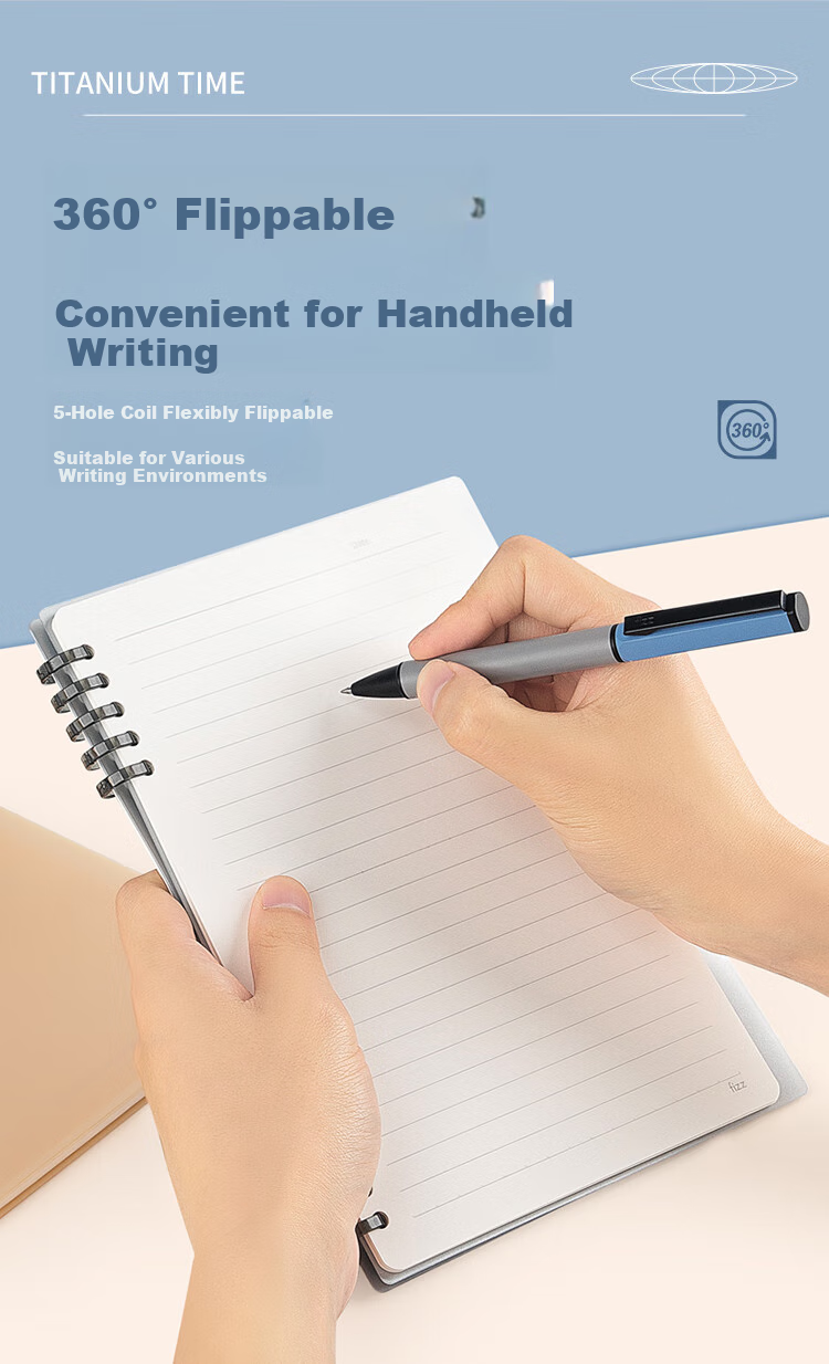 Fizz A5 Notebook with 60 Sheets, 10 Detachable Ring-Bound Loose-Leaf Pages, PP Cover, Memo Pad, Journal, Diary, Study Book, Gray Silver FZ33725 6