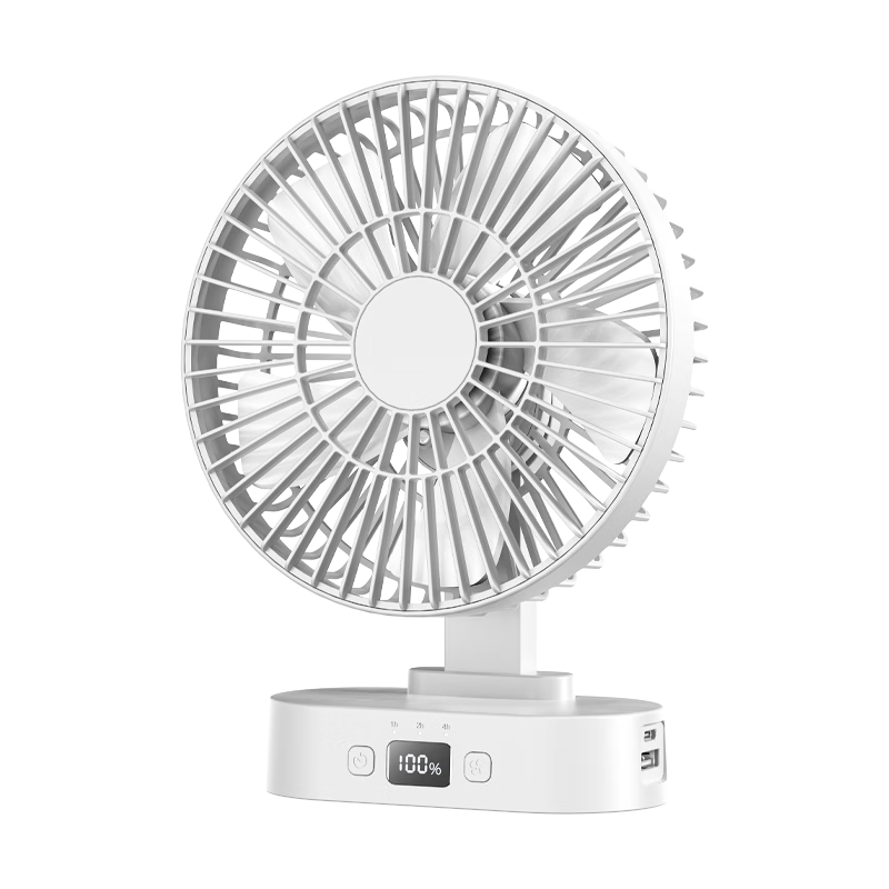 Gnoson USB Mini Electric Fan Portable Mobile Phone Charging Small Fan Outdoor Camping Office Desktop Student Dormitory Bed Large Capacity Circulating Fan Beige