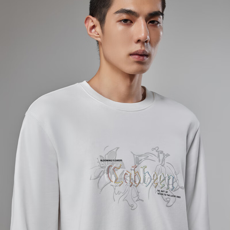 CABBEEN 340G Cotton Sweatshirt Menâs Dot Print Fleece Foam Design Winter Long Sleeve Sweatshirt