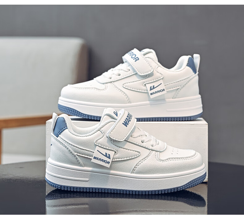 Warrior Children's Shoes Girls' Sports Shoes Spring And Autumn Soft Sole Sneakers Boys' School White Shoes WZ(CL)-0968 White Size 33 9