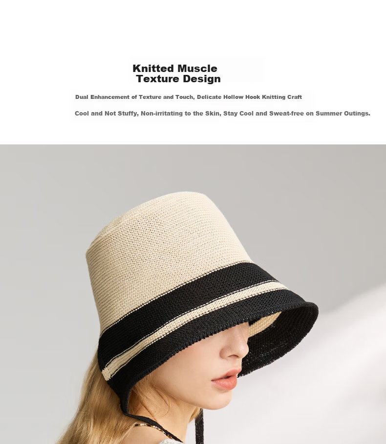 ELLE Straw Hat, Elegant Hollow Sun Protection Hat, Beach Sun Hat, Lyocell, Gift for Girlfriend 29