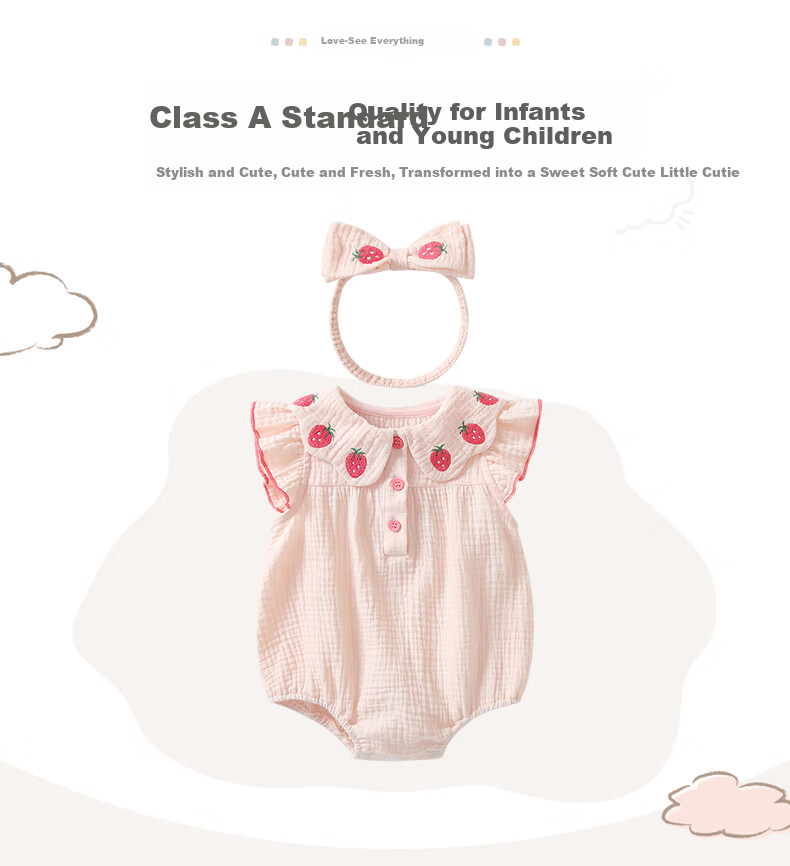 VOONLIE Baby Summer Romper Newborn Girls' One-Piece Outfit Full Moon 100 Days Bodysuit Summer Wear 3