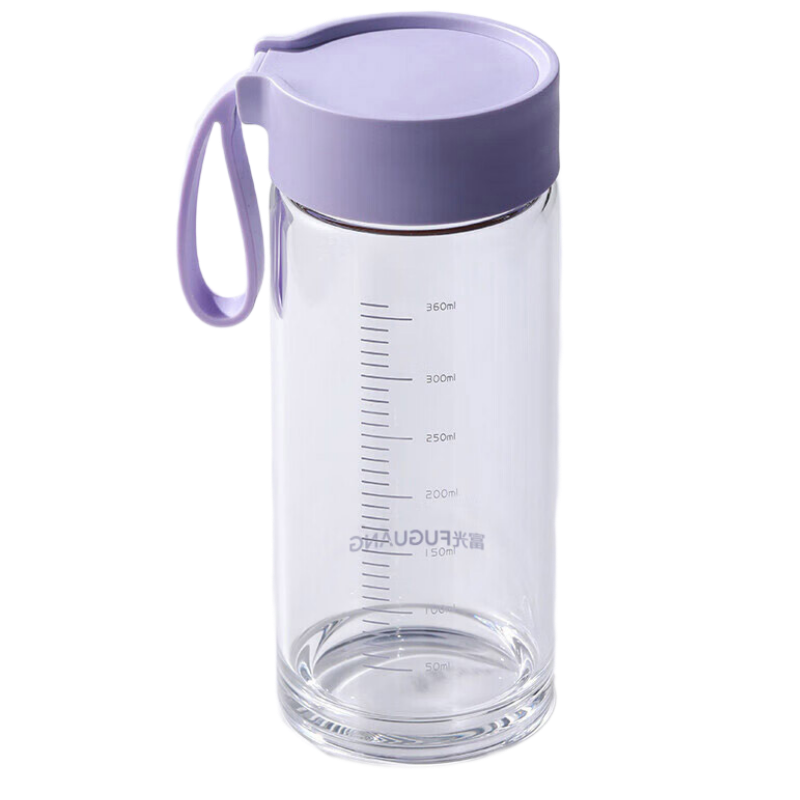 Fuguang Glass Cup, High Borosilicate Glass Water Bottle, Portable for Women, Milk And Coffee Mug with Scale, Stylish Tea Cup, 480ml