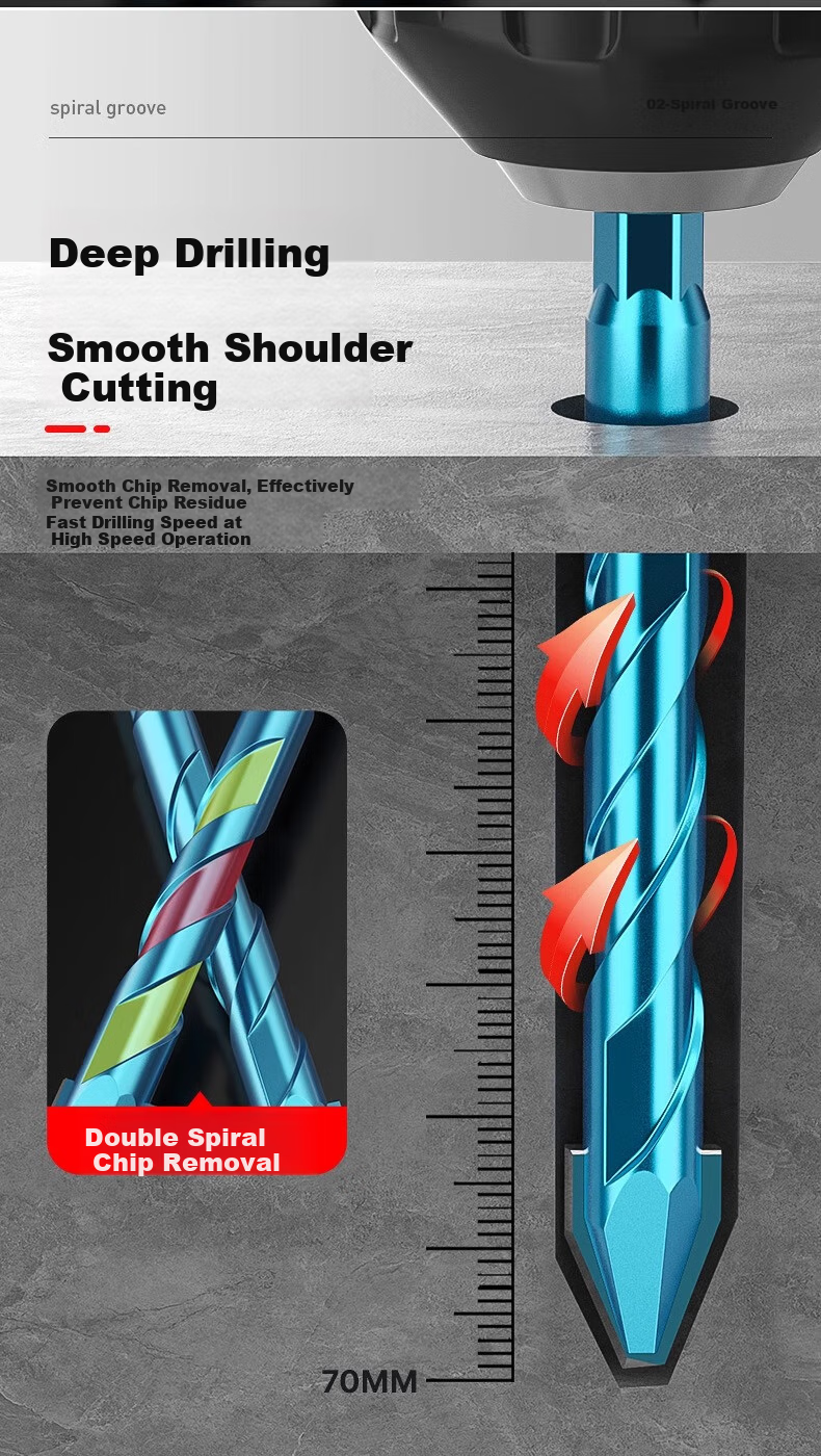HUHAO Ultra-Hard Ceramic Angled Eccentric Drill Bit, Alloy Triangular Drill Adapter, All-Ceramic Tile Drilling Special Drill Bit, 6mm 8
