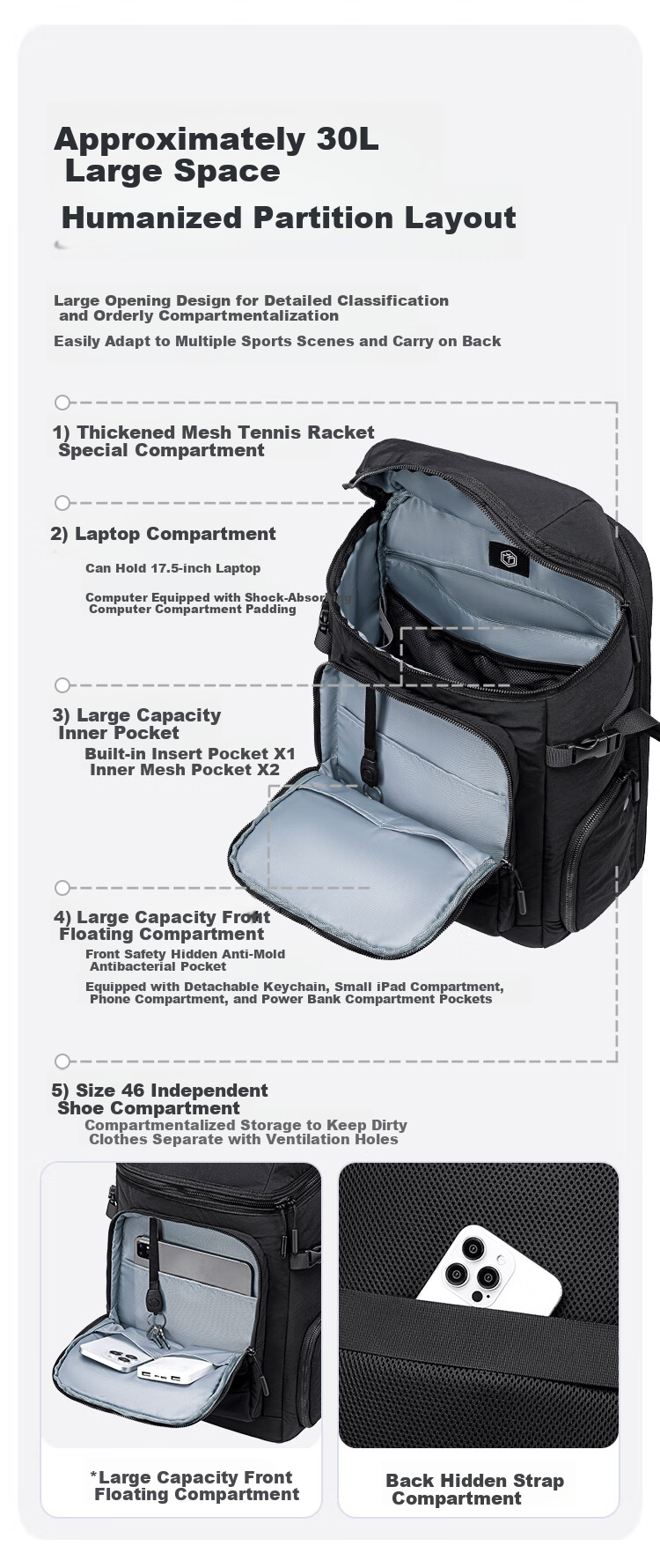 JD Original New Model 2026 Multifunctional Outdoor Hiking Backpack, Business Travel Running Backpack, Large Capacity Sports Backpack 3