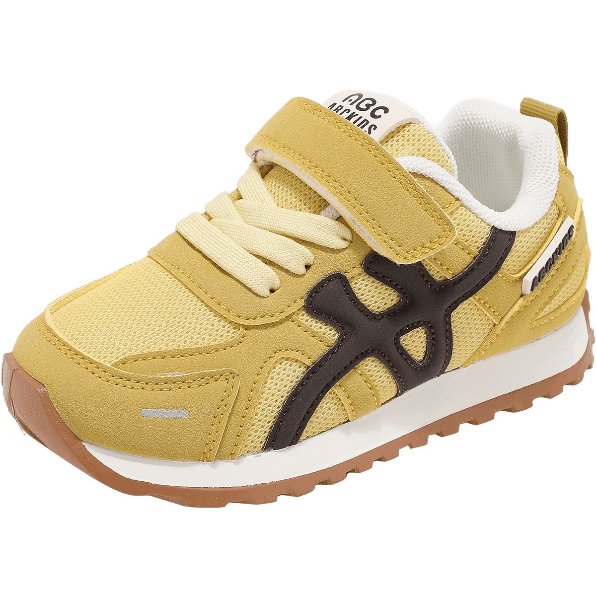 ABC KIDS Autumn Children's Running Shoes Boys and Girls Breathable Mesh Casual Sneakers Yellow/Brown Size 37