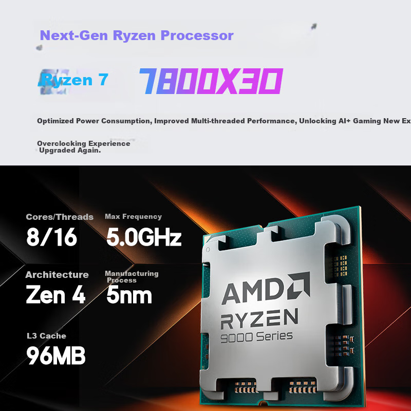 AMD & MSI Zeus Shield ZS2 Ryzen R7 7800X3D/16GB/1TB/850W Gold Gaming And Design Desktop Computer DIY Assembly Cardless Host System