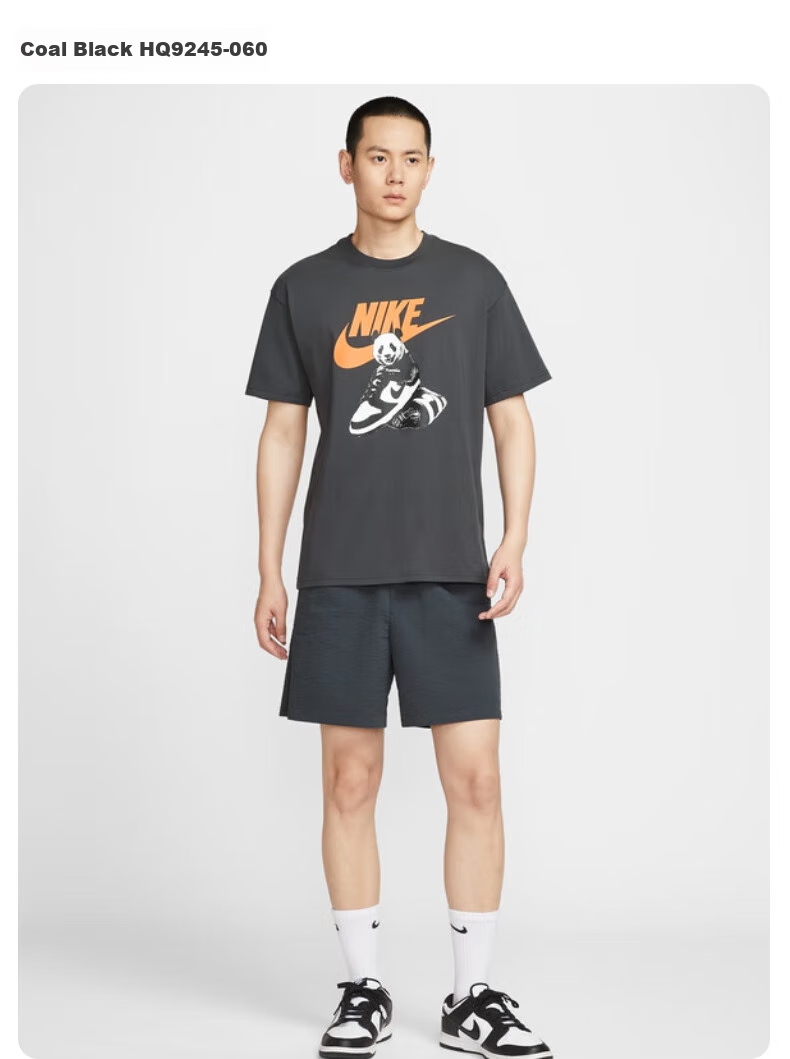 NIKE Men's Short-Sleeve T-Shirt, Knitted Collarless, Sports Casual, Classic Simple HQ9245-060 Black And Gray, XL 5