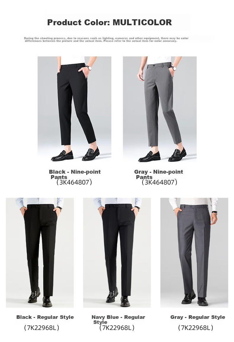 ROMON Wrinkle-Free Dress Pants for Men, Straight-Leg Stretchy, Spring And Autumn 2026, Middle-Aged And Young Business Workwear Style Professional Trousers, Black, Size 31 7