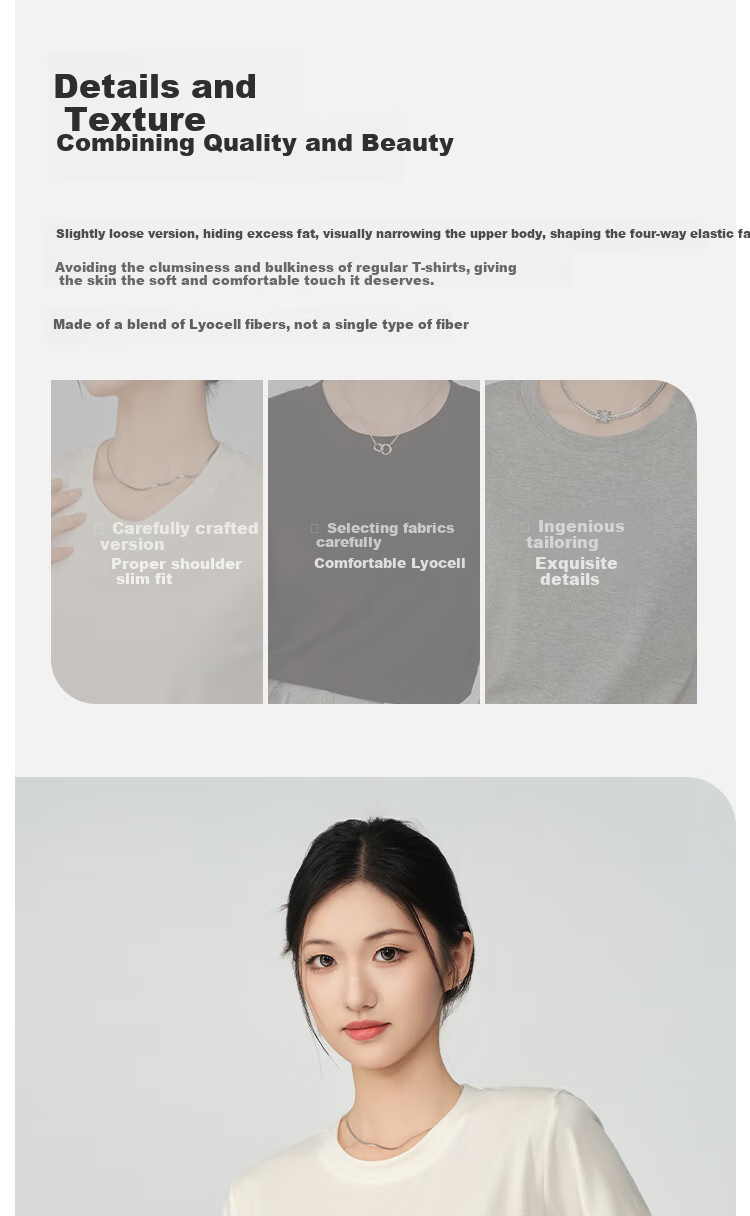 BOPRUIEY [Quality You Can Trust] Lyocell Short-Sleeve T-Shirt for Women, Summer Ice Silk Wrinkle-Resistant Solid Color Slimming Round Neck Top 3