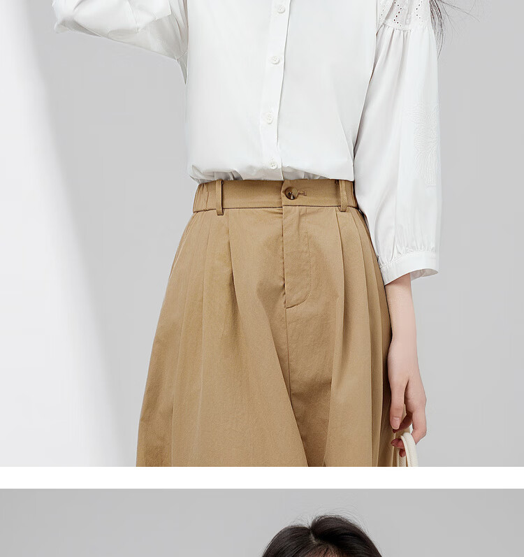 Shangdu Bira Lenzing Tencel Three-Quarter Sleeve Casual Shirt Women Autumn Lantern Sleeve Patchwork Hollow Embroidery Elegant Blouse 17