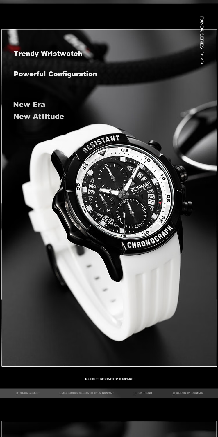 RONMAR Panda Series Fashionable Trendy Sports Waterproof Student Watch, Quartz Wristwatch, Chinese Mechanical Style Women's Birthday Gift 6