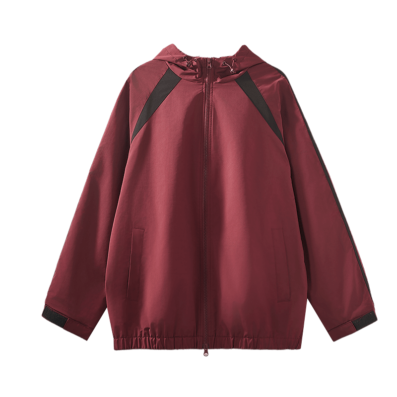 Demana Energy Armor Spring Autumn Lightweight Outdoor Urban College Style Hooded Striped Colorblock Loose Women's Jacket