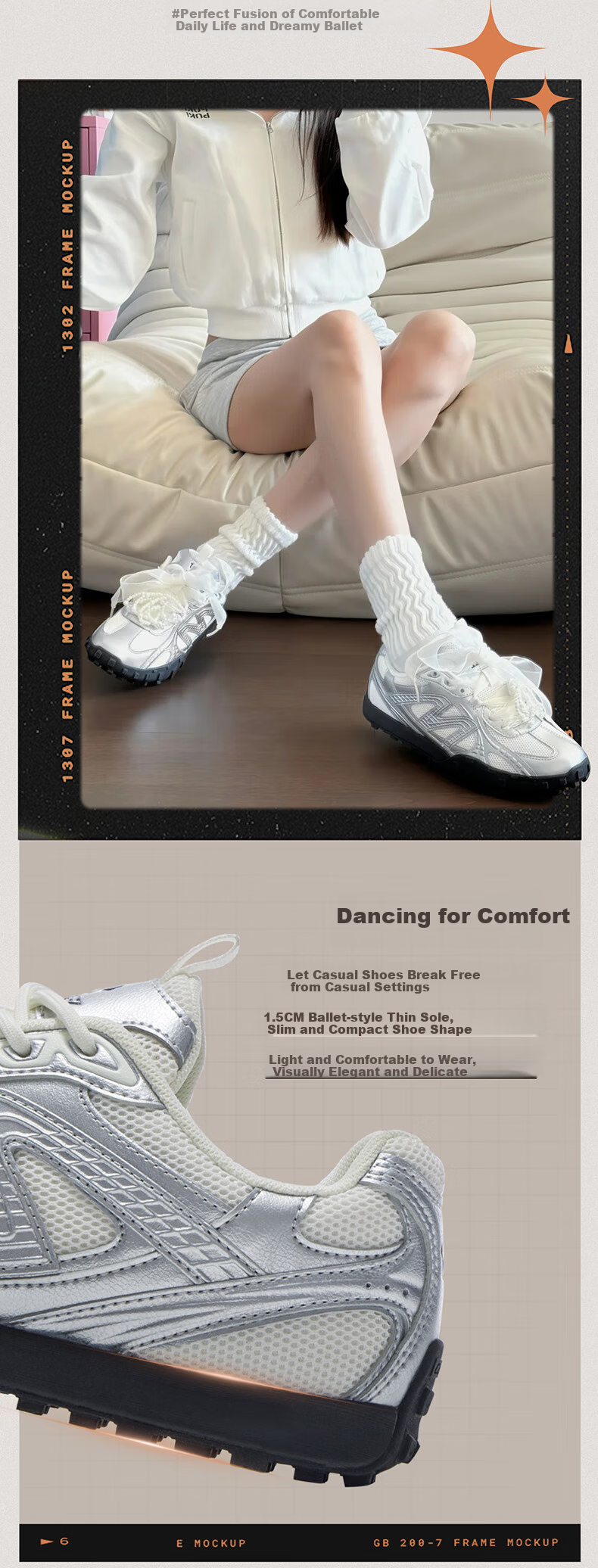 CAMEL Flowing Light Thin-Soled Shoes, Retro Casual Dexun Sneakers for Women, K25B09L7006, Ivory White/pink, Size 35 8