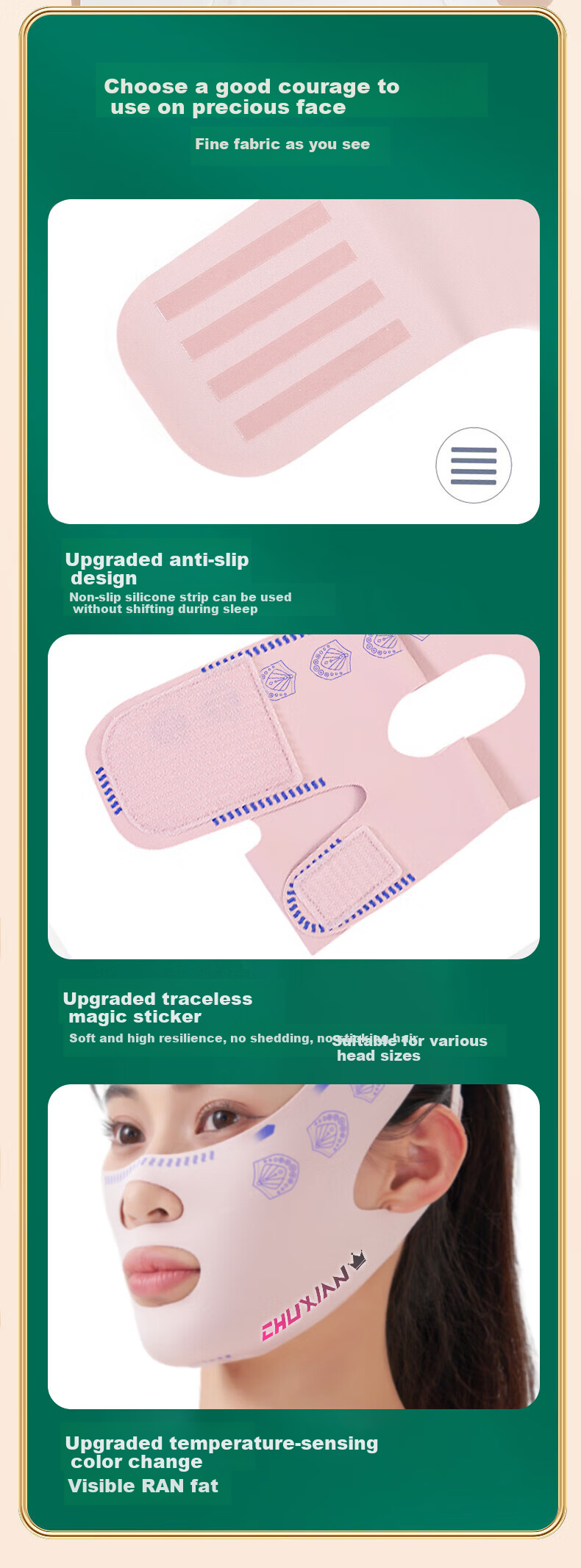 Chuxian Face Mask Lifting and Firming Magic Sculpting Headgear Double Chin Nasolabial Fold Facial Bandage Sleep Face Sculpting V-Line Mask 22