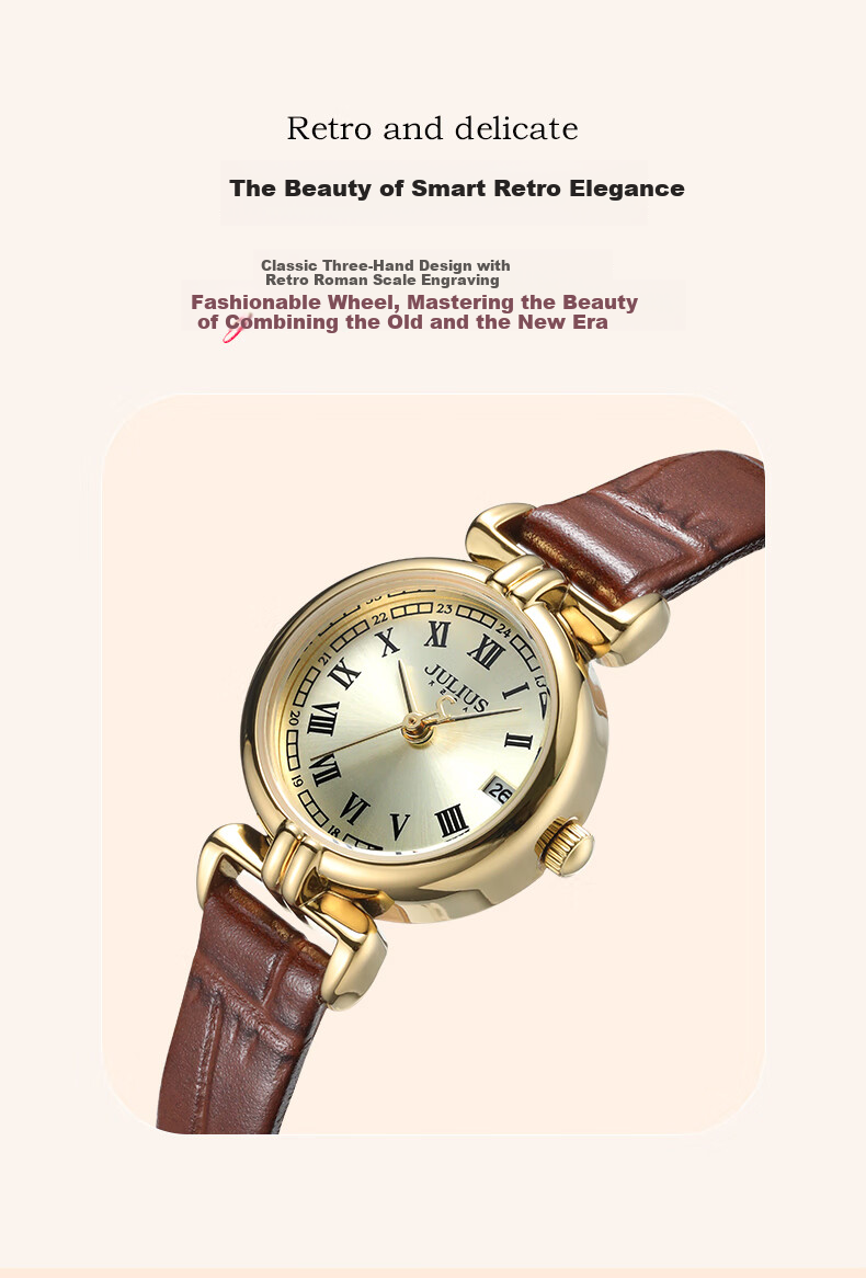 Julius Watch for Women, Korean Style Exquisite Small Square Zirconium Waterproof Quartz Student Ladies Watch, Wine Red JA-1064D 7