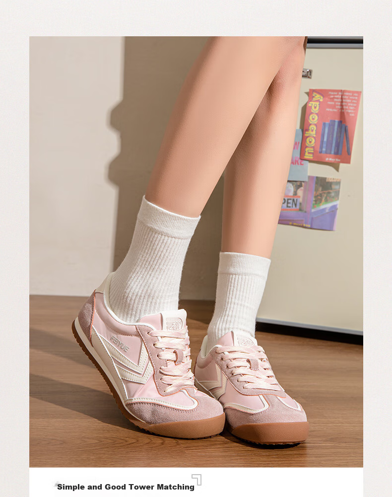 Feiyue Official Women's Sneakers, New Spring 2026 Casual Versatile Breathable Shoes for Women, Green And Beige, Size 39 2