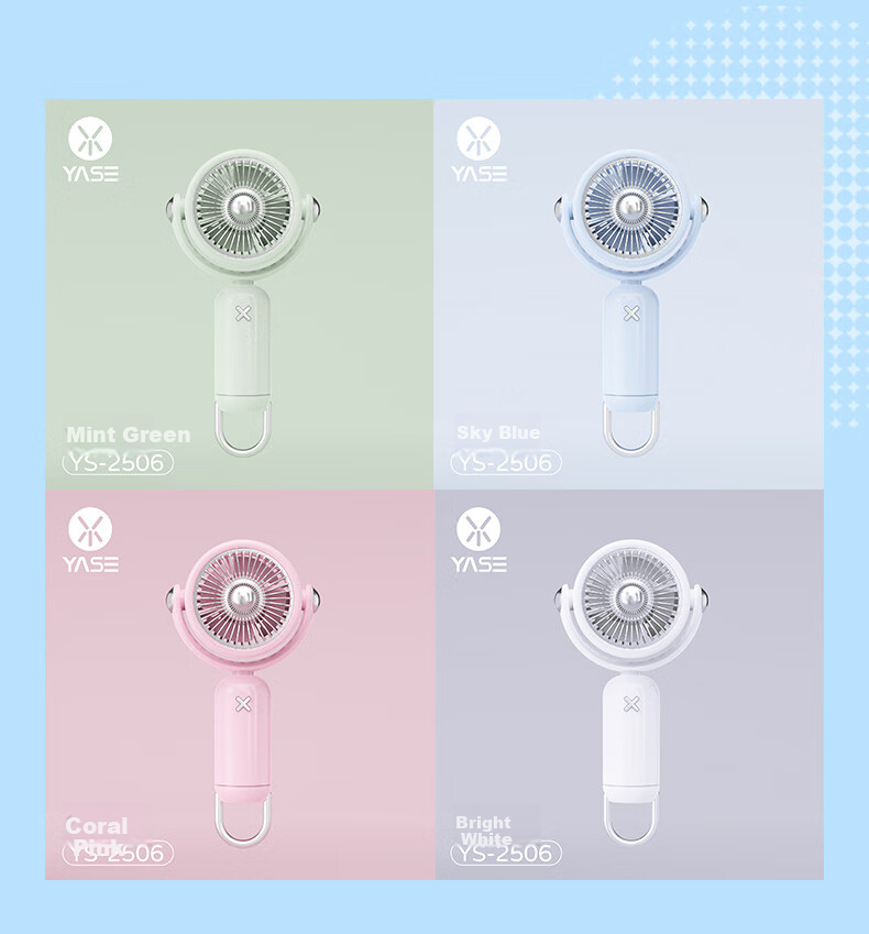 Siyicai Mini Handheld Fan, Compact USB Rechargeable Fan with Strong Airflow, Desktop Portable Stylish Small Fan, YS2506 Coral Pink 2