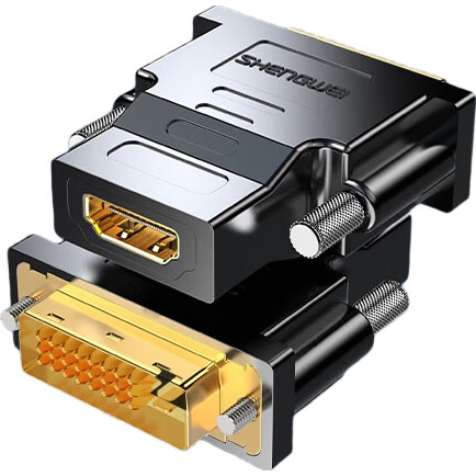 Переходник Shengwei DVI (24+1) Male на HDMI Female DA-301B, черный