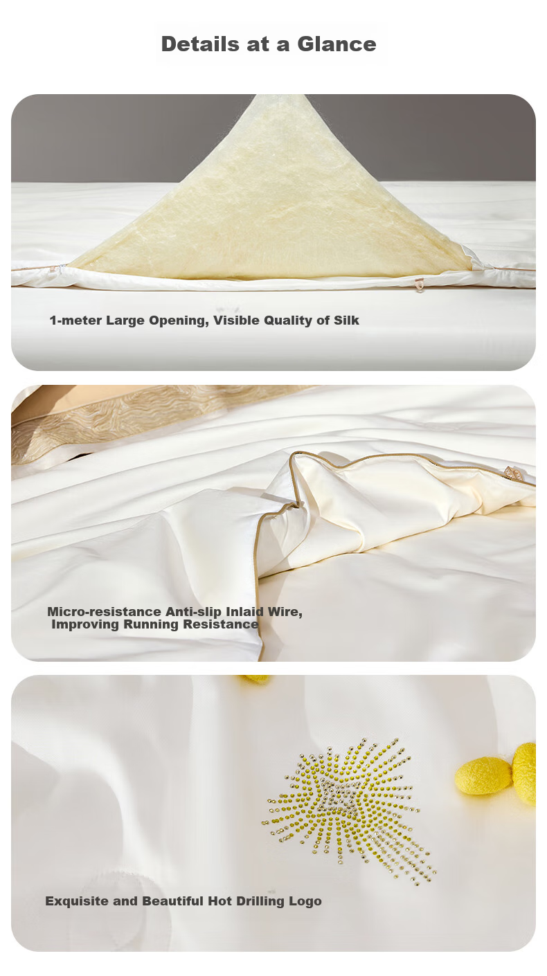 LUOLAI Home Textiles Mulberry Silk Comforter, 100-Count Pure Cotton Grade A 100% Mulberry Silk All-Season Duvet Insert, Approximately 6.8 Ji 13