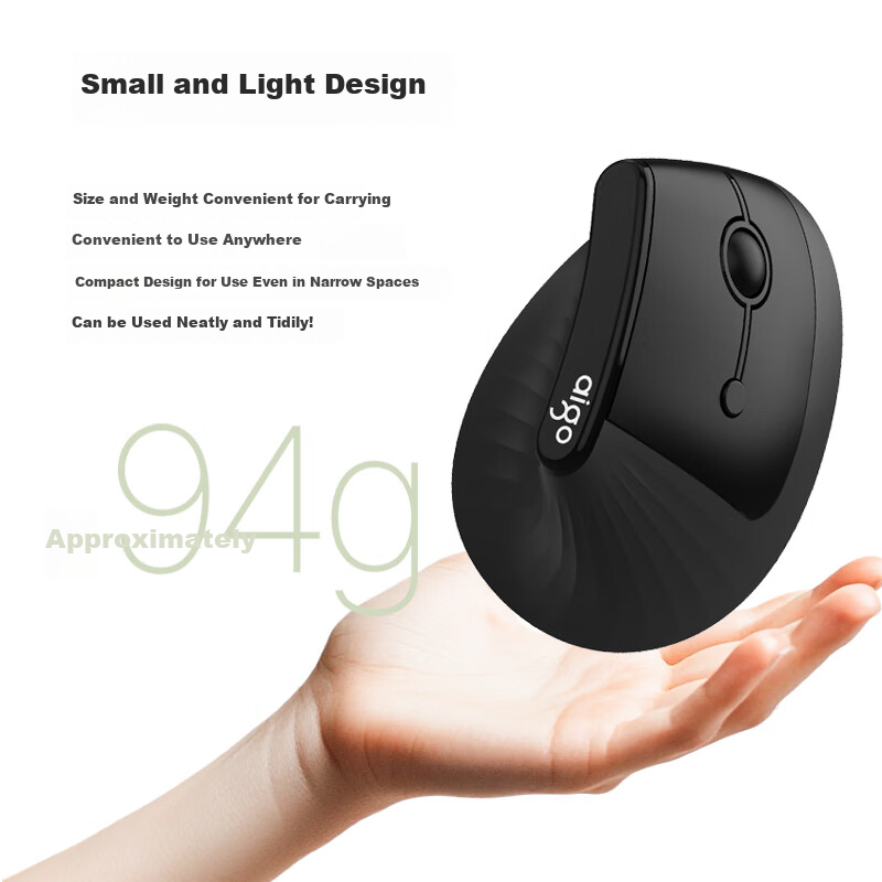 Aigo Ergonomic Vertical Mouse, Wireless Bluetooth Dual-Mode, Quiet Office Mouse, Compatible with Computers And Laptops, LM808 Night Shadow