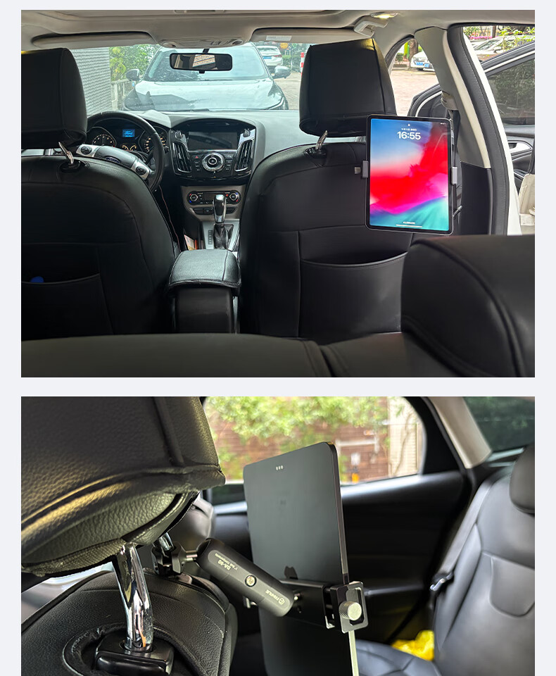 FANAUE Aluminum Alloy Car Tablet Holder, Rear Seat Headrest Backrest Mount for IPad, Laptop, Phone Entertainment PD-01T9(CC 16