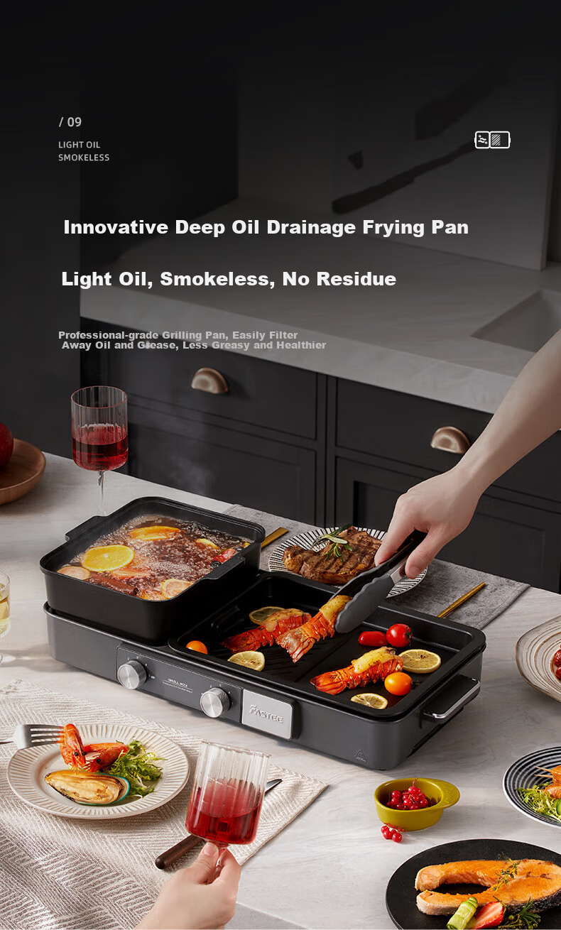 Fastee Electric Grill Pan, Multifunctional Cooking Pot, Electric Hot Pot And Grilling All-In Electric Grill, Hot Pot-Specific Pot for Grilling And Hot Pot FST-56C 20
