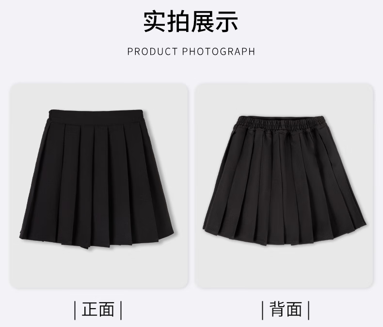 Luomeng Girls' Pleated Skirt, Children's Half Skirt, School Uniform, for Older Children And Elementary Students, Preppy Style Short Skirt, Navy Blue, Size 120 11
