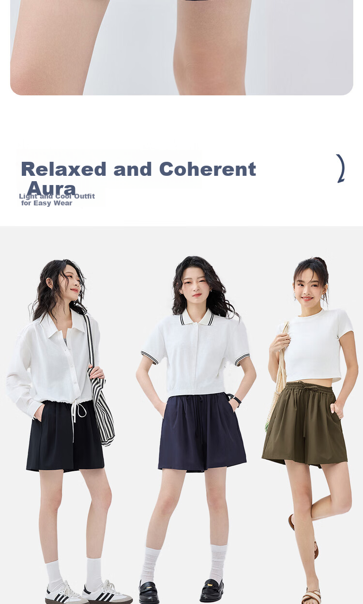 Giordano Women's Casual Shorts, Summer New Style, Pleated Lightweight Pants, Elastic Waist Wide-Leg Shorts for Women, 05405308 7