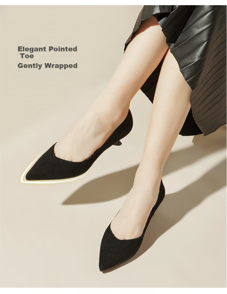 PT'SON Cat Kitten Black High Heels for Women, Spring And Autumn Soft Lambskin Work Shoes, Commuter Low-Cut Pumps, Sand Brown, Size 40 11