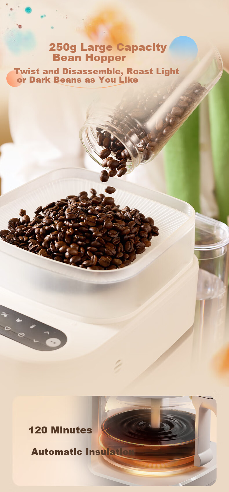 PHILIPS New Morning American-Style Tea And Coffee Machine, Fully Automatic Home Use, Dual-Use for Beans And Grounds, Integrated Fresh Grinding, True Cold And Hot Dual Extraction HD7997/80, Gift-Giving 13