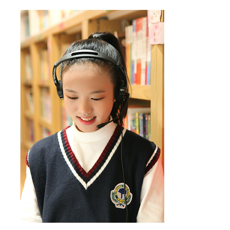 SaLaR V38 Computer Headphones for English Listening And Speaking Exams, Human-Computer Dialogue Practice, English Learning Headphones with Microphone, Student Over-Ear Design, USB Plug And Type-C Port Compatible, Universal Black Color 5