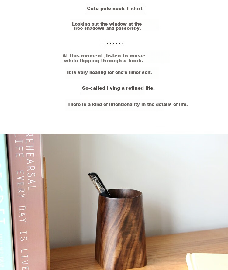 Geshan Black Walnut Solid Wood High-End Ornament, Student Office Desk Organizer, Creative Wooden Pen Holder, Birthday Gift for Men And Women Teachers, High-End Practical Gift for Classmates - Square Shape 3