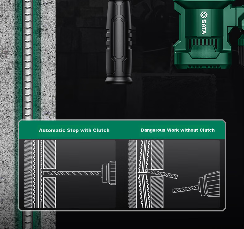 Shida SATA Brushless Lithium-Ion Rotary Hammer Drill, Electric Pick, Impact Drill, High-Power Concrete Wireless Industrial Grade D05729 Standard 10