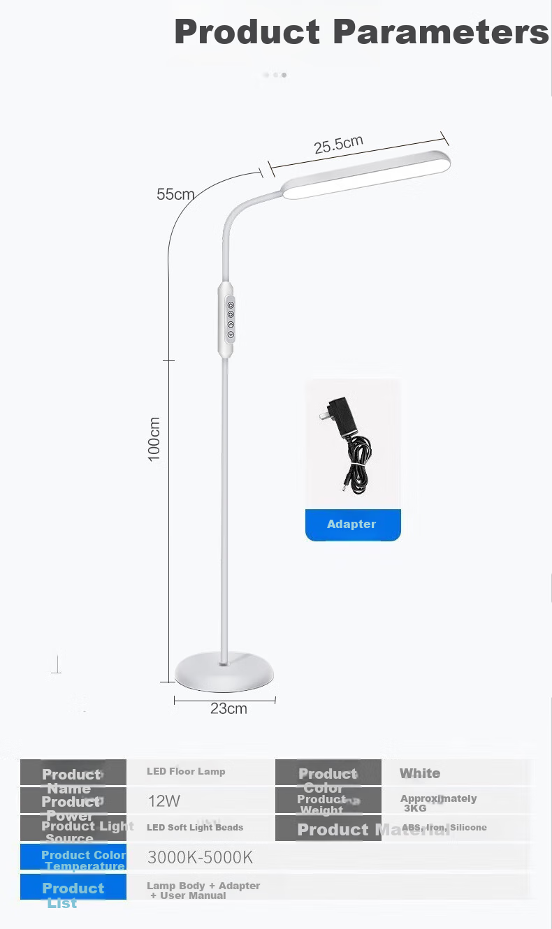 Bolanger Floor Lamp, Eye Protection Light for Study And Reading, Living Room Bedroom Bedside Lamp, Piano Lamp, Standing Desk Lamp for Study Room 12