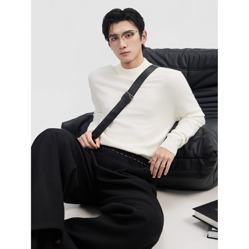 Earl Zuoer [Lycra Tencel Wool] Early Winter 25 Crew Neck Pullover Knit Base Shirt Men's Solid Loose Sweater
