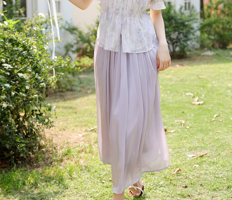 Shangdu Bila Light Luxury Draped A-Line Skirt for Women Summer High-End Slim Elegant Shimmer High Waist Mid-Length Skirt 12