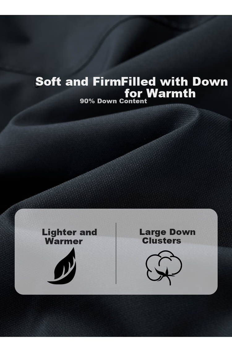DANCING WOLVES [90% Duck Down Inner Lining + Graphene] Autumn And Winter Lapel Workwear Men's down Jacket, 101 Navy Blue, Size 185 2