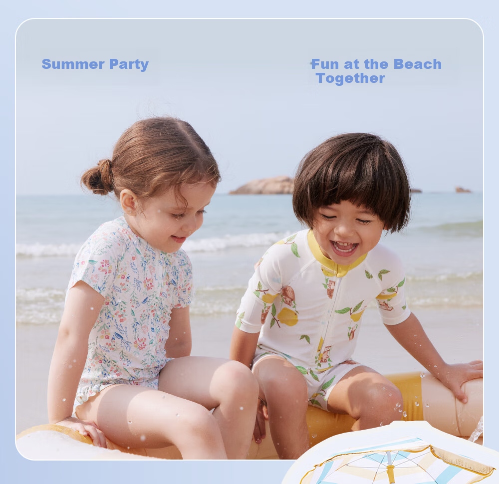 YEEHOO Children's One-Piece Swimsuit, Short-Sleeve Swimwear for Boys And Girls, Hot Spring Bathing Suit, Summer Sun Protection Swimwear, UPF50+ 1
