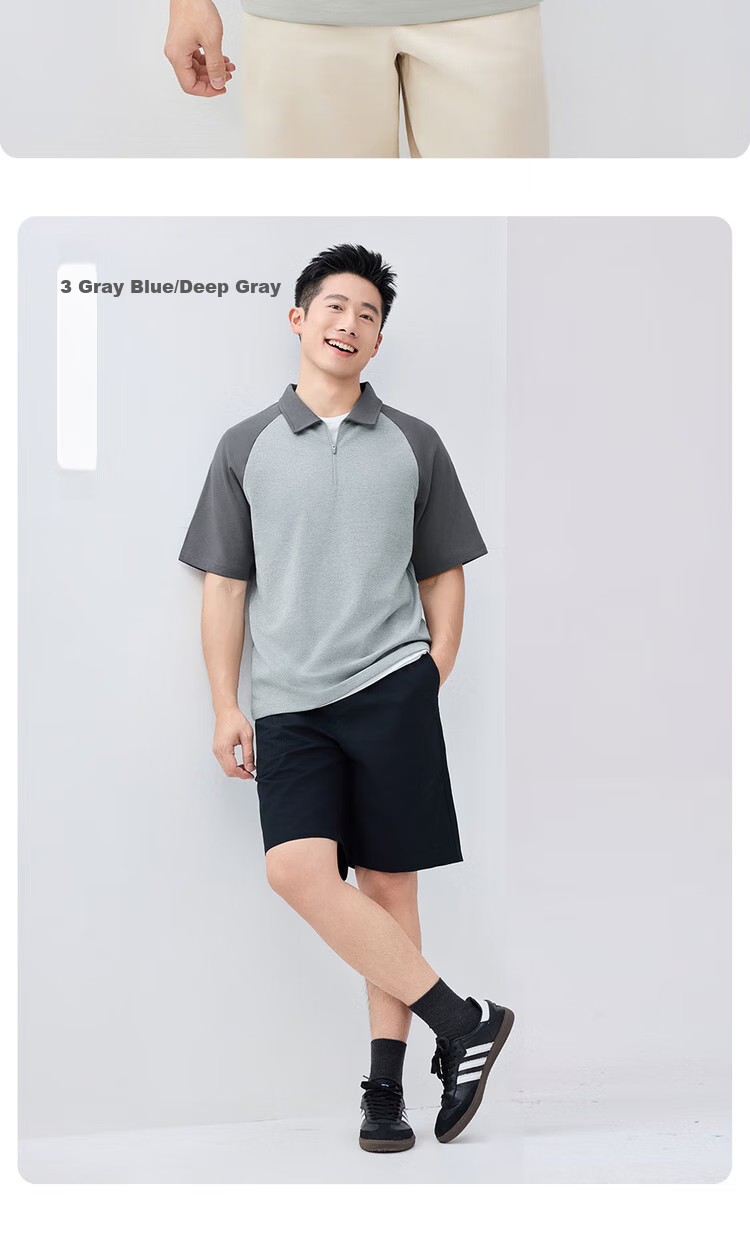 Giordano Comfortable Antibacterial Polo Shirt for Men, High-Tech Cooling Sun Protection Contrasting Color Raglan Short-Sleeve Top 01015405 15