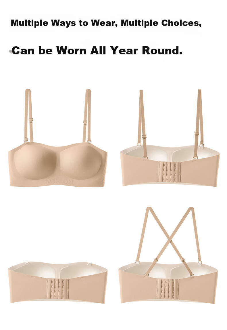 MiiOW Strapless Bra for Women, Non-Slip Push-Up, Invisible Seamless Backless Bra, Anti-Sagging Camisole Brassiere 11