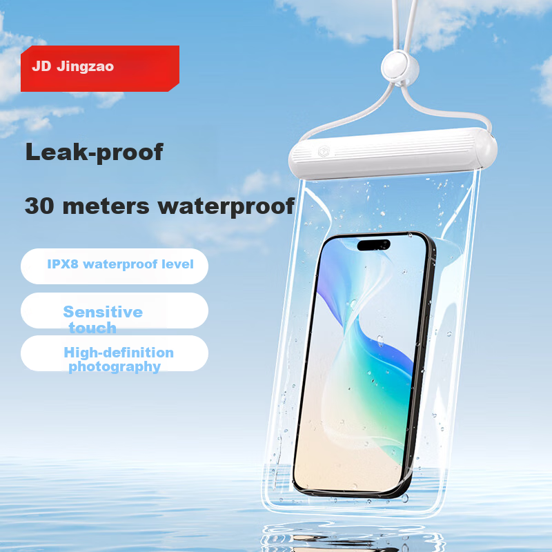 JD Original Waterproof Phone Case, Touchscreen Compatible, Transparent, for Photography, Hot Springs, Diving, Swimming, Floating, White