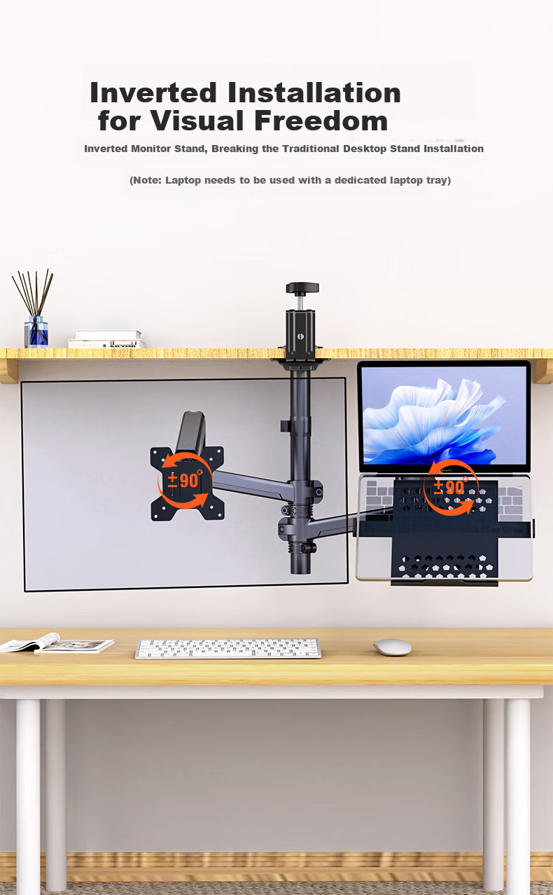 ECOLA NF941H Dual-Arm Heightened Column Computer Monitor Stand (Pricing Unit: Piece) Black 6