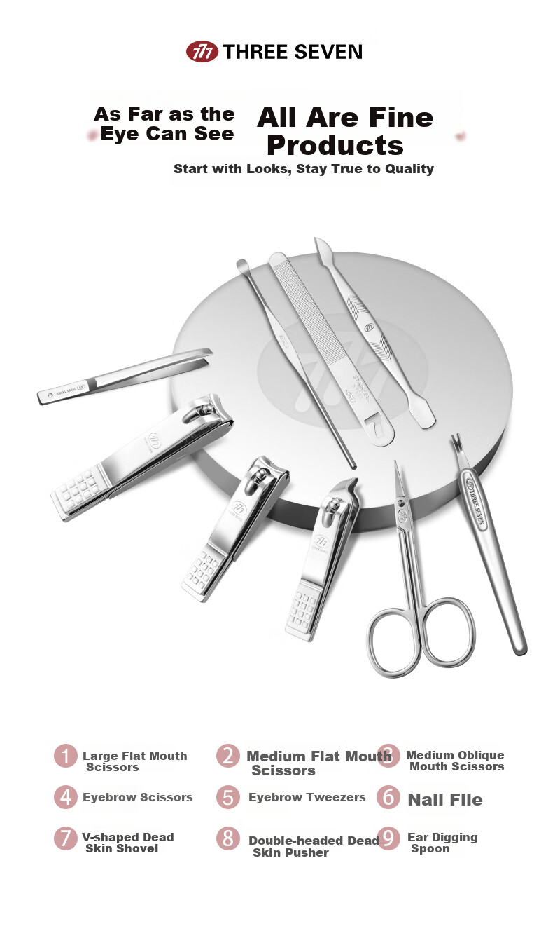 THREE SEVEN Nail Clipper Set, Large Nail Clippers for Ingrown Toenails, Nail Trimming Tool Kit, 7-Piece Nail Scissors Set 1101r 2