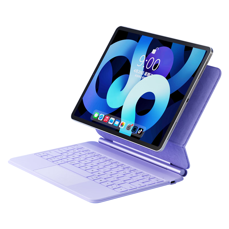 B.O.W Hangshi HB354 New IPad Bluetooth Keyboard Case Compatible with Air7/5/6, Suitable for 20/22Pro, Integrated Touch Control, Magnetic, Compatible with 10.9/11 Inch Universal, Purple