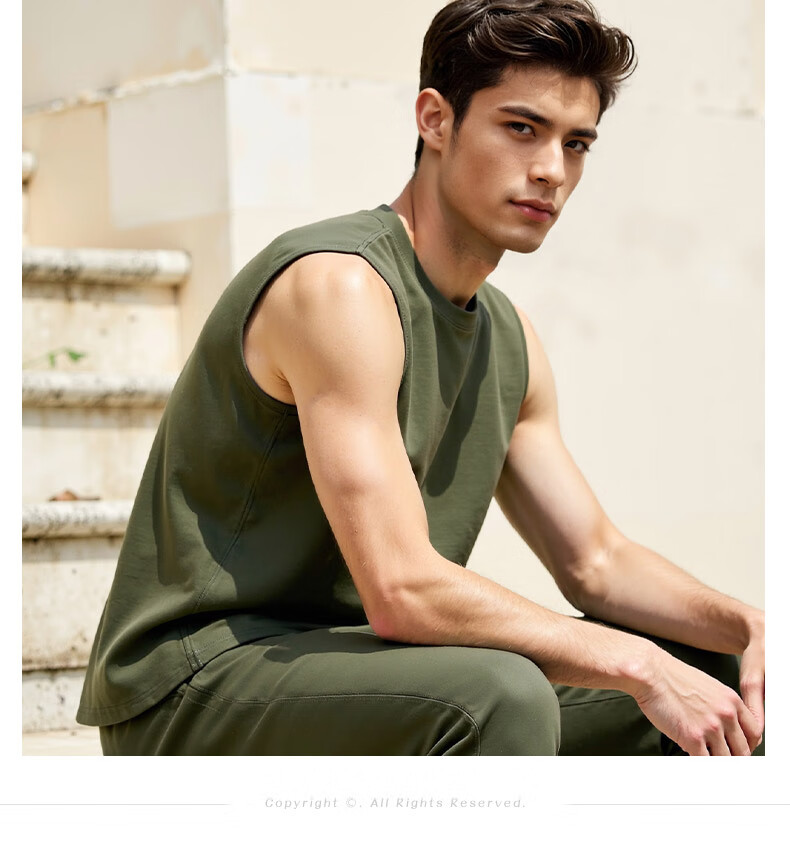 ROMON 100% Cotton Men's Vest Summer Thin Comfortable Breathable Casual Loose Sleeveless T-Shirt Tank Top 11