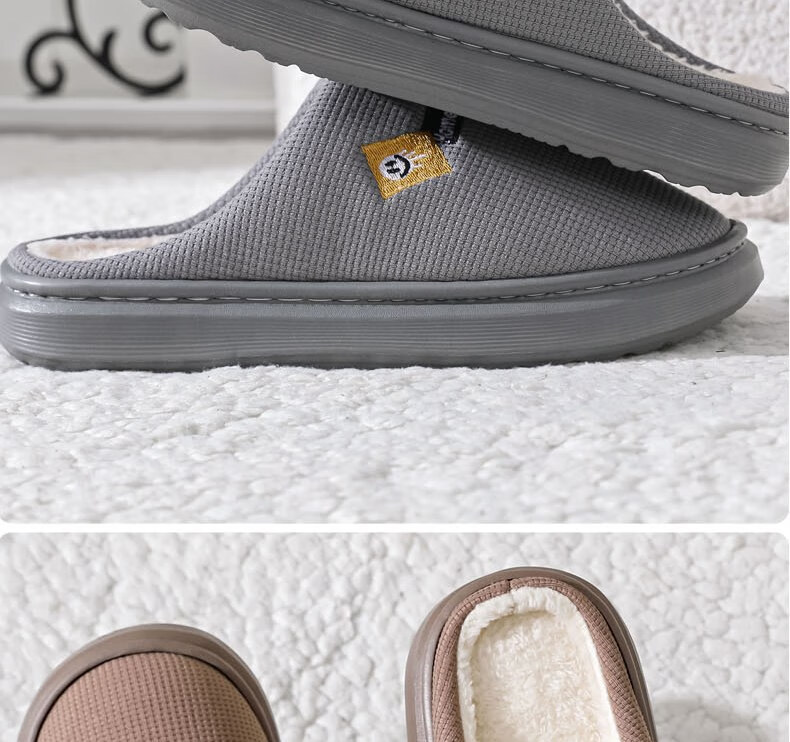 Huamei Jianbu Solid Color Half-Cover Cotton Slippers Unisex Warm Fleece Indoor Outdoor Cotton Slippers HM2506 Red Size 38-39 19