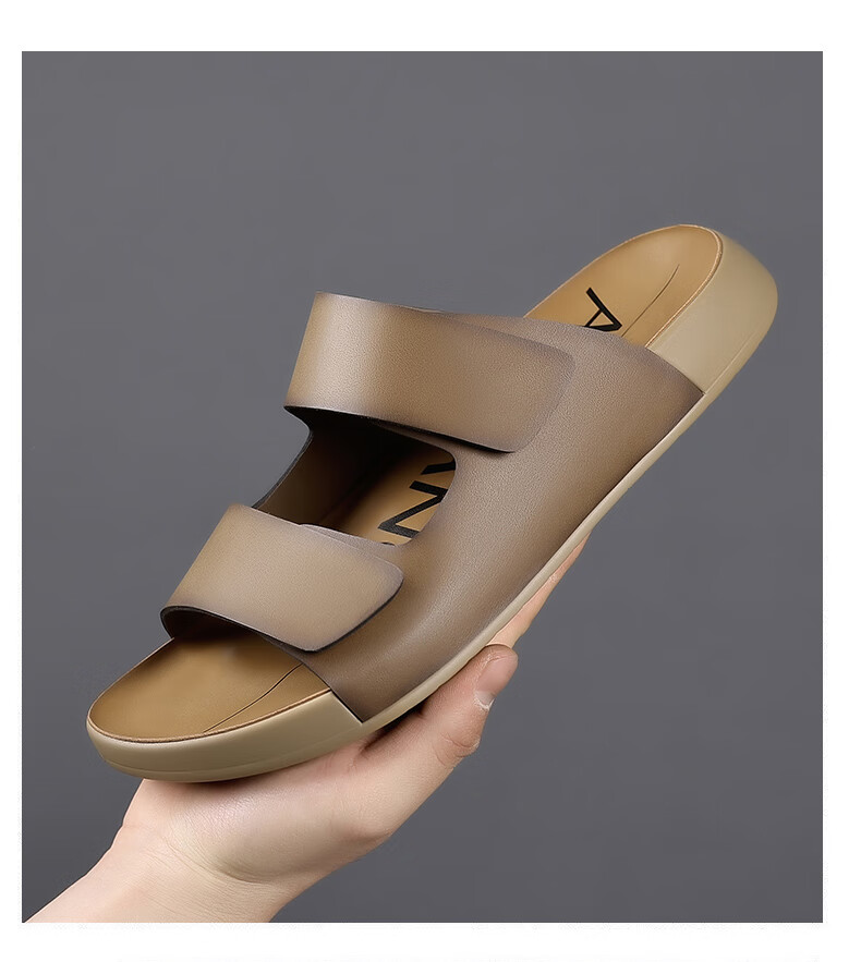 Aokang New Men's Birkenstock Sandals, Summer Slippers, Simple Slide Sandals, Soft-Soled Beach Shoes, Gray, Size 38 4