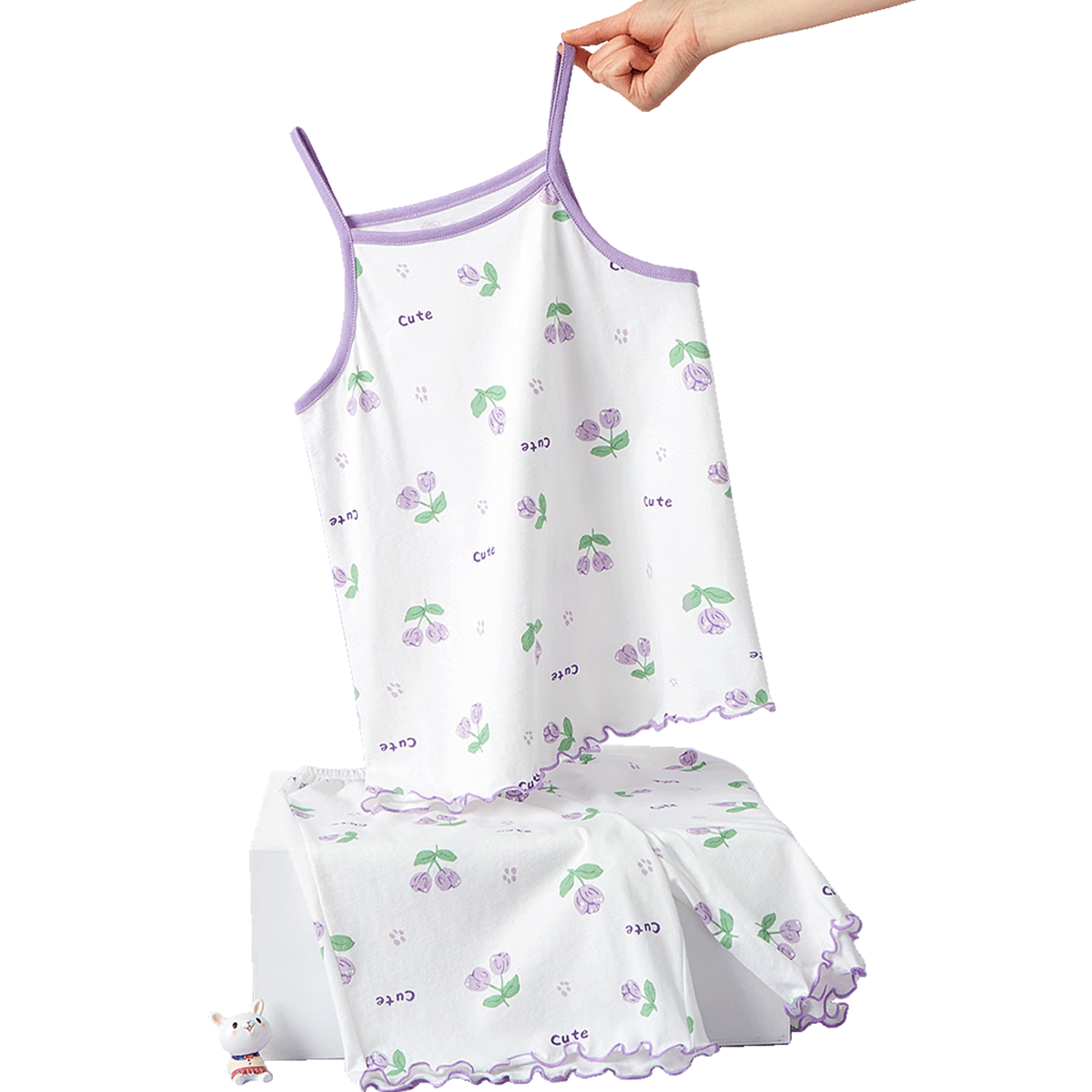 DEESHA 7A Antibacterial Comfortable Soft Children's Pajama Set Spring Autumn Girls Large Kids Tank Top Homewear
